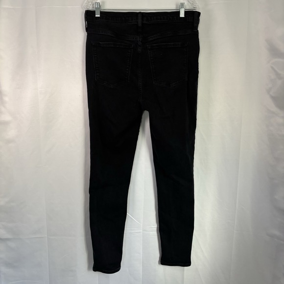 J.Crew Women's Size 32T 10" High-Rise Skinny Re-Imagined Black Denim Jeans - Picture 2 of 8